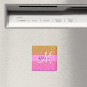Aimant Monogramme de reflet rose et or Parties scintillan (In Situ (Lave-vaisselle))