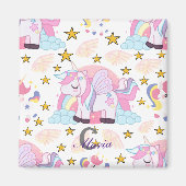 Aimant Monogramme de Unicorne d'or rose tendance (Devant)