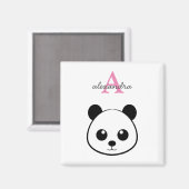 Aimant Monogramme de visage de panda souriant (Recto/Verso)