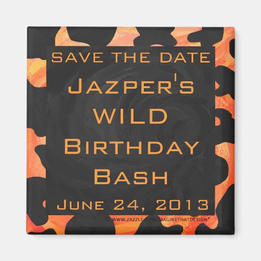 Aimant Monogramme de zèbre orange et noir (Devant)