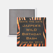 Aimant Monogramme de zèbre orange et noir (Recto/Verso)