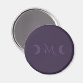 Aimant Monogramme des lunes de croissant de violet poussi (Recto/Verso)
