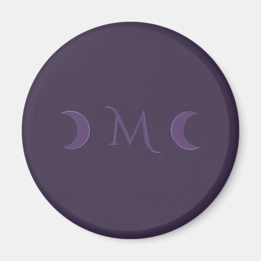 Aimant Monogramme des lunes de croissant de violet poussi (Devant)