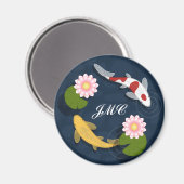 Aimant Monogramme d'étang à poissons de Koi de Japonais (Recto/Verso)