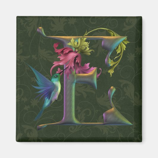 Aimant Monogramme E de colibri (Devant)