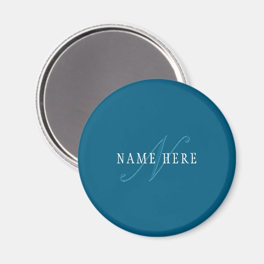 Aimant Monogramme élégant | Bleu océan (Recto/Verso)