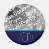 Aimant monogramme élégant de la marine (Devant)