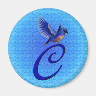 Aimant Monogramme élégant initial C Bluebird