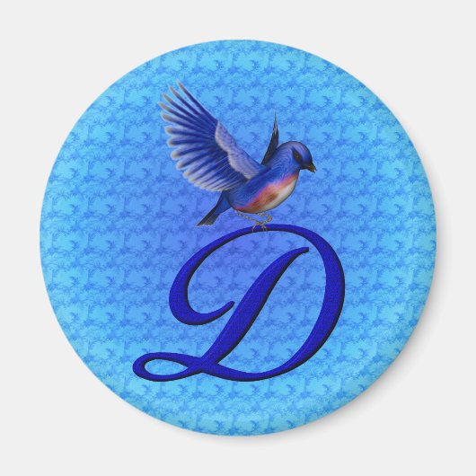 Aimant Monogramme élégant initial D Bluebird (Devant)