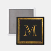 Aimant Monogramme élégant sous feuille d'or (Recto/Verso)