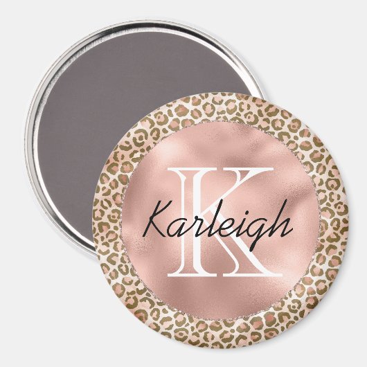 Aimant Monogramme Empreinte de léopard Brown Peach (Recto/Verso)