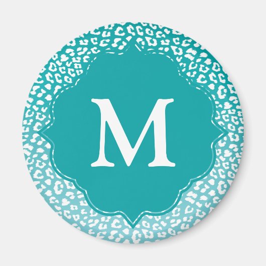 Aimant Monogramme Empreinte de léopard Turquoise (Devant)