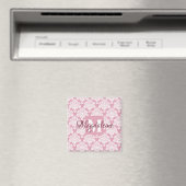 Aimant Monogramme en damas rose Rose poussiéreux avec aim (In Situ (Lave-vaisselle))