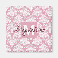 Monogramme en damas rose Rose poussiéreux avec aim