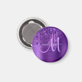 Aimant Monogramme en métal brosse à Parties scintillant à (Recto/Verso)