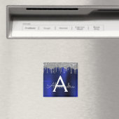 Aimant Monogramme en métal brossé avec paillettes bleu ma (In Situ (Lave-vaisselle))