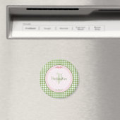 Aimant Monogramme En vichy Vert Fille Avec Nom (In Situ (Lave-vaisselle))