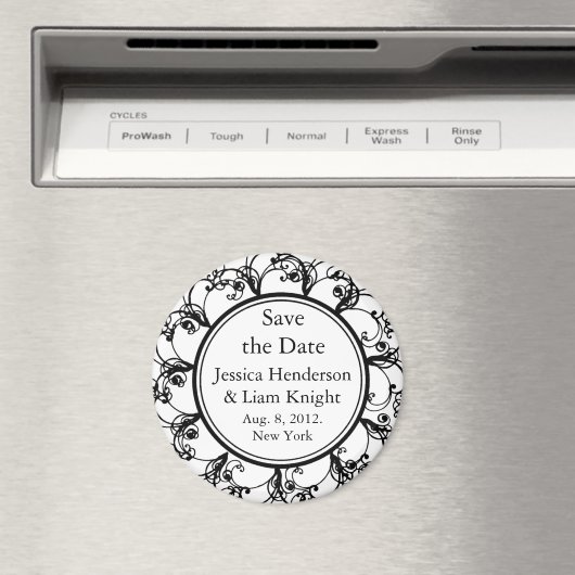 Aimant Monogramme Enregistrer l'aimant de date blanc (In Situ (Lave-vaisselle))