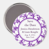 Aimant Monogramme Enregistrer l'aimant de date violet (Recto/Verso)