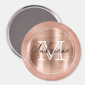Aimant Monogramme et nom de dentelle d'or rose (Recto/Verso)