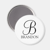 Aimant Monogramme et nom de script personnalisé (Recto/Verso)