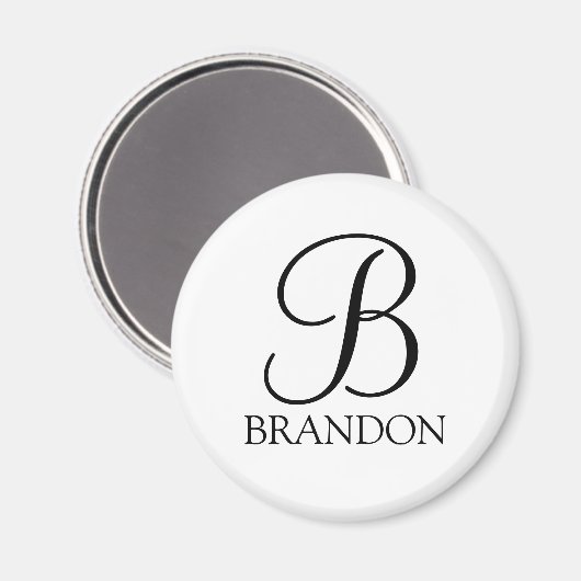 Aimant Monogramme et nom de script personnalisé (Recto/Verso)