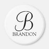 Aimant Monogramme et nom de script personnalisé (Devant)