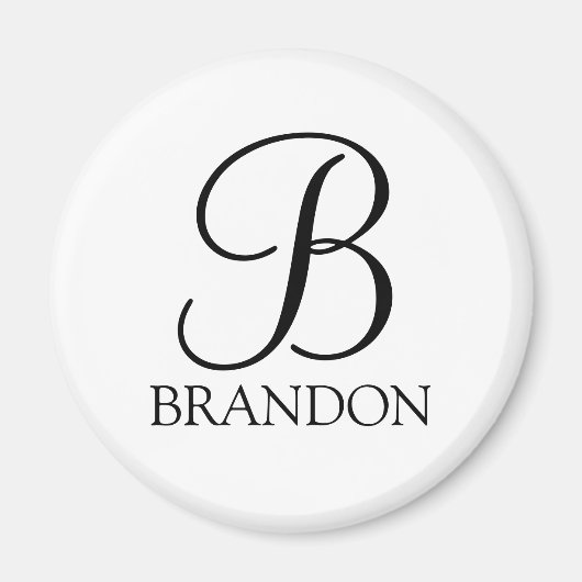 Aimant Monogramme et nom de script personnalisé (Devant)