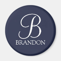 Monogramme et nom de script personnalisé bleu mari