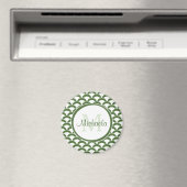 Aimant Monogramme et nom des pétoncles verts et blancs mo (In Situ (Lave-vaisselle))