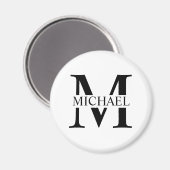 Aimant Monogramme et nom personnalisés blancs (Recto/Verso)