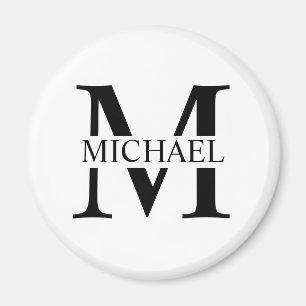 Aimant Monogramme et nom personnalisés blancs