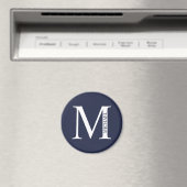 Aimant Monogramme et nom personnalisés bleu marine (In Situ (Lave-vaisselle))