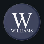 Aimant Monogramme et nom personnalisés bleu marine<br><div class="desc">Monogramme personnalisé et cadeau de nom caractéristiques monogramme personnalisé et nom en blanc classique serif style de police sur arrière - plan bleu marine. Parfait comme cadeaux de vacances,  faveurs de réunion familiale et pour toutes occasions spéciales.</div>