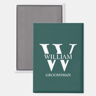 Aimant Monogramme et nom personnalisés des garçons d'honn