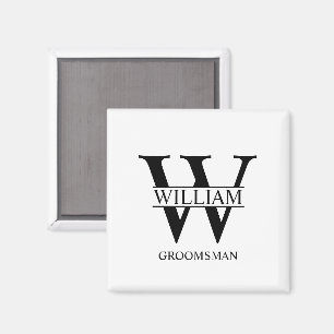 Aimant Monogramme et nom personnalisés des garçons d'honn