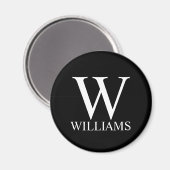 Aimant Monogramme et nom personnalisés en noir (Recto/Verso)