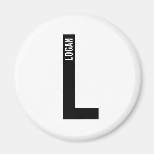 Aimant Monogramme et nom personnalisés modernes