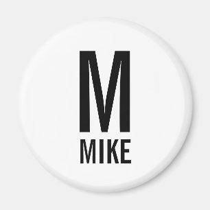 Aimant Monogramme et nom personnalisés modernes