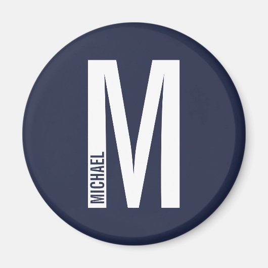 Aimant Monogramme et nom personnalisés modernes (Devant)
