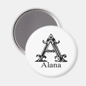 Aimant Monogramme fantaisie : Alana (Recto/Verso)