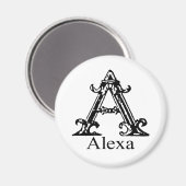 Aimant Monogramme fantaisie : Alexa (Recto/Verso)