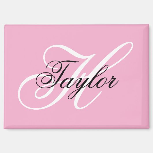 Aimant Monogramme fantaisie noir et blanc Rose (Recto)