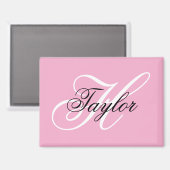 Aimant Monogramme fantaisie noir et blanc Rose (Recto/Verso)