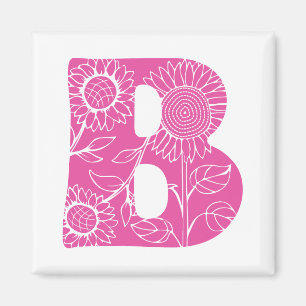 Aimant monogramme floral B lettre majuscule