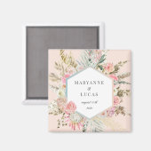 Aimant monogramme floral bohème élégant (Recto/Verso)