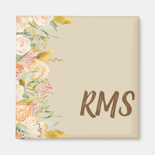 Aimant Monogramme floral de la bordure latérale (Devant)