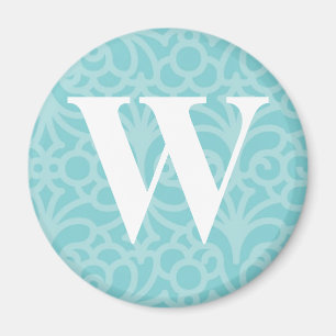 Aimant Monogramme floral fleuri - lettre W