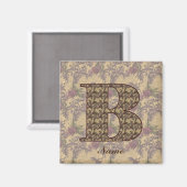 Aimant Monogramme floral initial B Élégant Personnalisé (Recto/Verso)