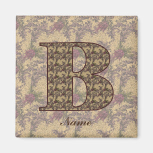 Aimant Monogramme floral initial B Élégant Personnalisé 